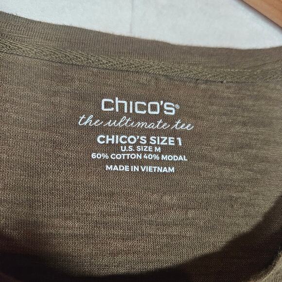 Chico's Dark Green Cotton Modal 3/4 Sleeve Top - Picture 3 of 6